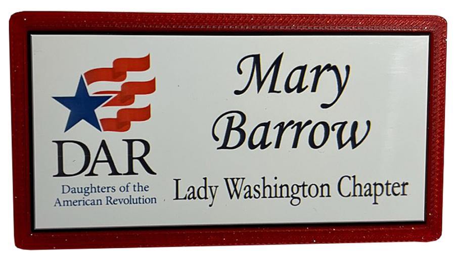 DAR Daughters of the American Revolution RED FRAMED Badge